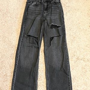 *never worn* black wash distressed mom jeans